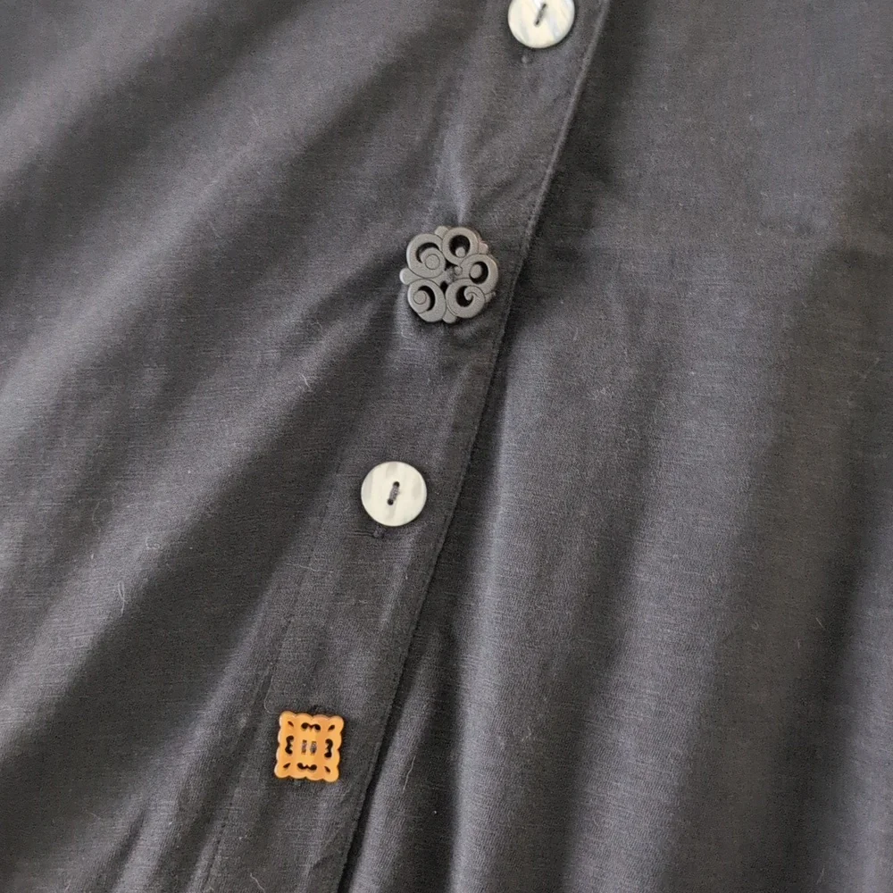 Soft Surroundings Black Short-Sleeve Button-Front Dress - Excellent Condition - Picture 3 of 7